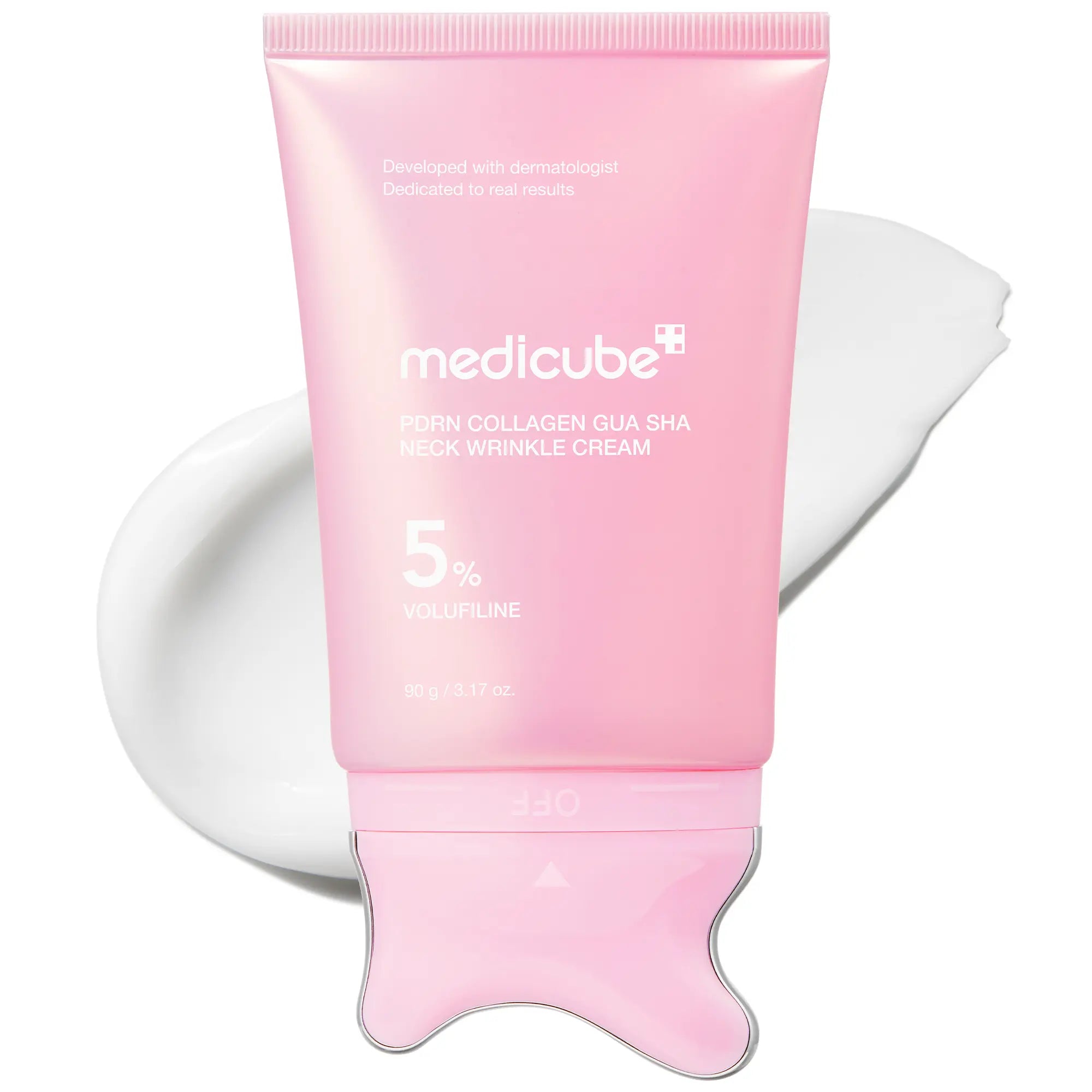 [NEW] [Medicube] PDRN Collagen Gua Sha Neck Wrinkle Cream | Built-In Gua Sha Massager with Volufiline 5% + PDRN | Firming, Contour Care for the Look of Fine Lines, Jawline, Neck, Décolleté | Massage Cream | Korean Skincare