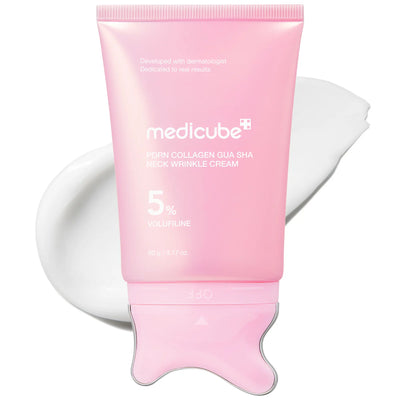 [NEW] [Medicube] PDRN Collagen Gua Sha Neck Wrinkle Cream | Built-In Gua Sha Massager with Volufiline 5% + PDRN | Firming, Contour Care for the Look of Fine Lines, Jawline, Neck, Décolleté | Massage Cream | Korean Skincare